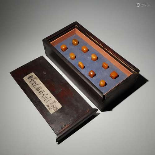 A box of Tianhuang stone seals,  WANG FUCHANG carved