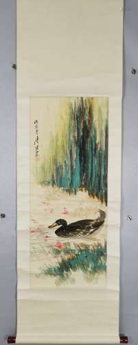 A CHINESE PAINTING,  WATER DUCK,  TANG YUN MARKED