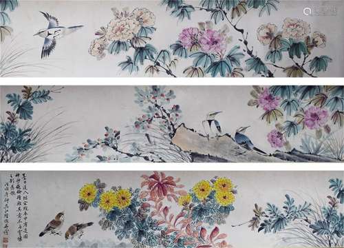 A CHINESE PAINTING,  FLOWER AND BIRD, LU HUI MARKED