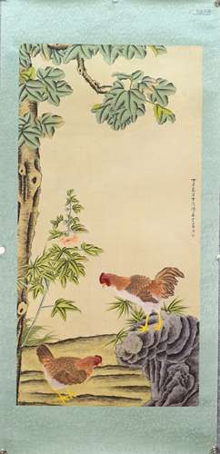 A CHINESE PAINTING,  FLOWER AND BIRD, CHEN JIAYAN MARKED