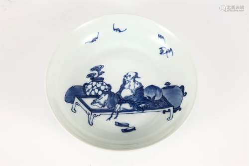 A Blue and White FIGURE STORY PLATE