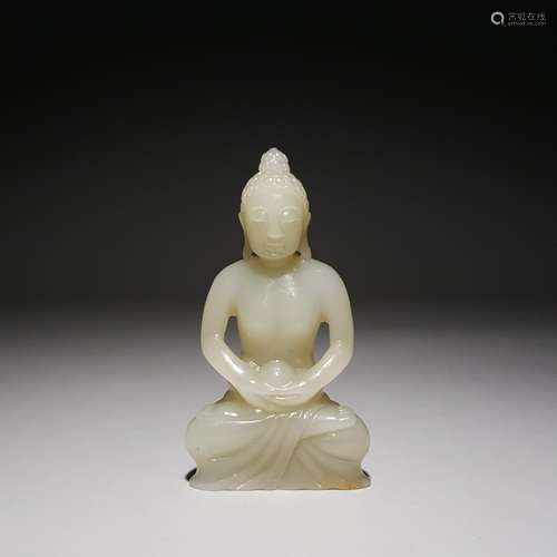 A Hetian  jade Sakyamuni buddha