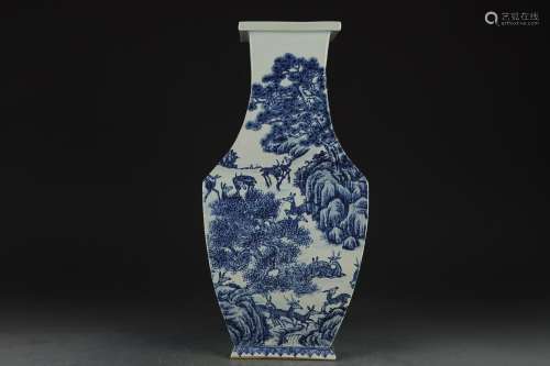 BLUE & WHITEHUNDRED DEERS VASE