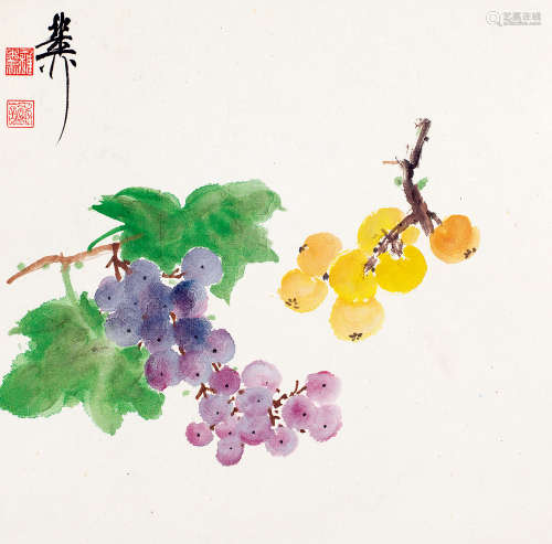 1910～1997  谢稚柳  鲜果 绘画 设色纸本 镜片