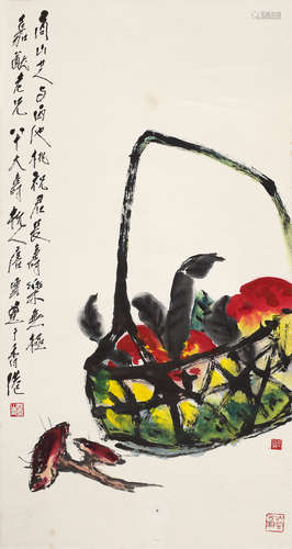 1910～1993  唐云  寿乐无极 绘画 设色纸本 立轴