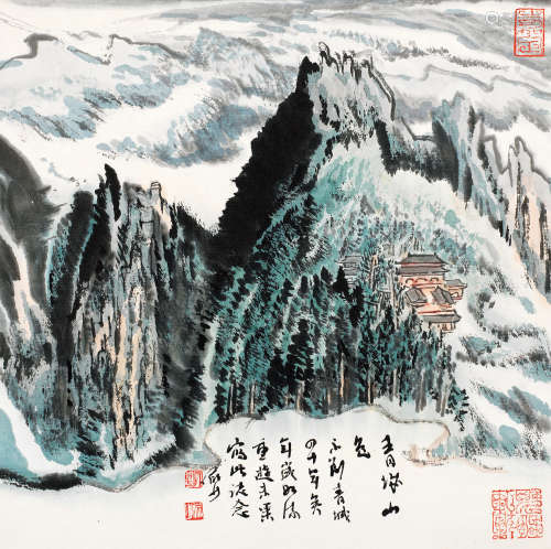 1909～1993  陆俨少  青城山色 绘画 设色纸本 镜片