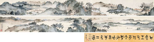 1896～1963  溥儒  秋山萧寺 绘画 设色纸本 手卷