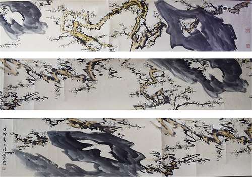 A CHINESE PAINTING,  FLOWER, LU YANSHAO MARKED