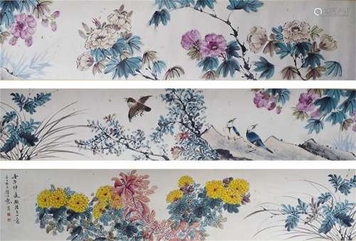 A CHINESE PAINTING,  FLOWER AND BIRD, YAN BOLONG MARKED