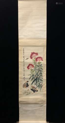 A CHINESE PAINTING,  BIRD ,  PAPER,  QI  BAISHI MARKED