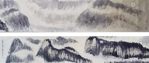 A CHINESE PAINTING,  LANDSCAPE, FU BAOSHI MARKED