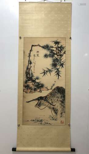 A CHINESE PAINTING, PAPER ,  PAN TIANSHOU MARKED