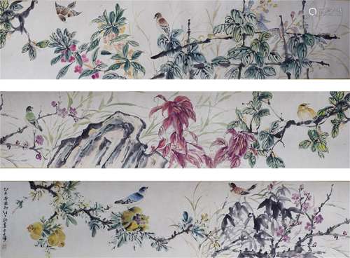 A CHINESE PAINTING,  FLOWER AND BIRD, ZHANG DAZHUANG MARKED