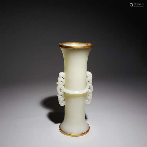 A HETIAN JADE SILVER GILT VASE