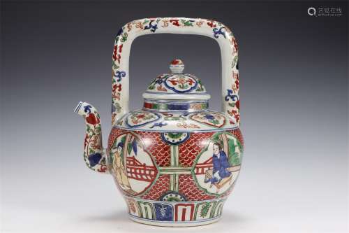A COLORFUL FIGURE STORY GINDER POT