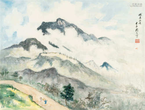 关良（1900～1986） 峨眉山景 纸本 水彩