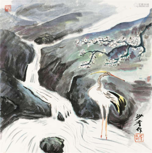 沙耆（1914～2005） 鹤寿延年 纸本 彩墨