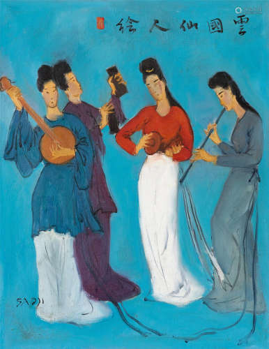 沙耆（1914～2005） 朱弦玉磬 布面 油画