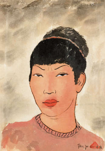 潘玉良（1895～1977） 自画像 纸本 水彩