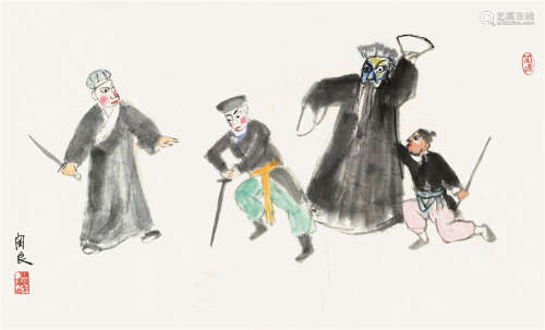 关良（1900～1986） 武剧图 纸本 彩墨