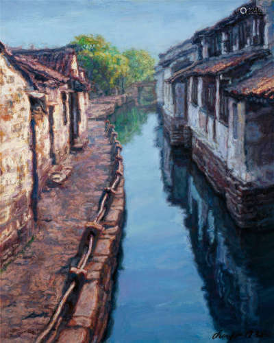 陈逸飞（1946～2005） 水乡回望 布面 油画