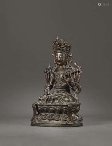 明 “正德八年”款铜观音菩萨坐像
