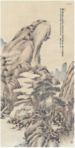 郑文焯（1856～1918） 松云山居图 立轴 设色纸本