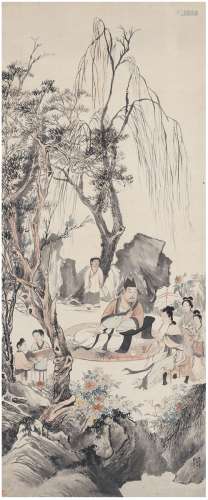 吴谷祥（1848～1903） 1874年作 仿华新罗人物 镜片 设色纸本