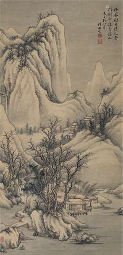 殷梓湘（1909～1984） 1936年作 山居雪景图 立轴 设色纸本