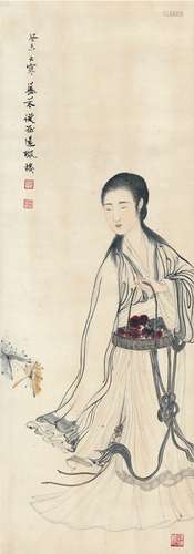 邓芬（1894～1964） 1943年作 仕女图 立轴 设色纸本