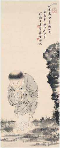 白蕉（1907～1969）吴曼青（1904～?） 1947年作 刘海图 立轴 设色纸本