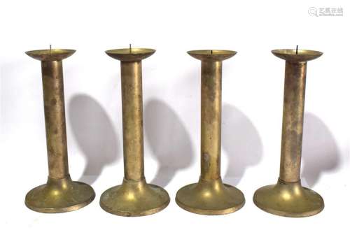 Two Pairs of Brass Alloy Candle Holders, Plain & Undecor...