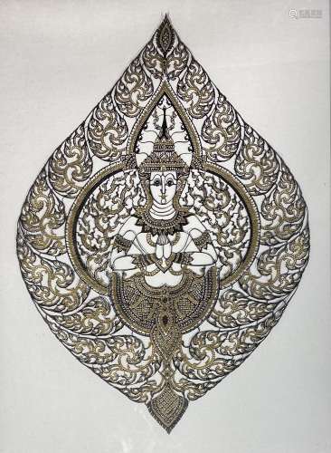 sell, Portrait of the Buddha, Black & Gold Papercut in t...