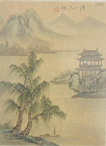Chinese School , (20th Century), Temple on a Lake, Watercolo...