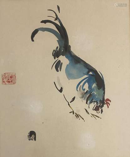 Chinese School , (20th Century), Bowing Rooster & Farmho...