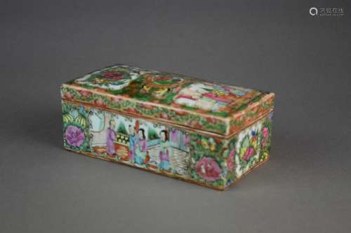 A Chinese Canton famille rose pen box