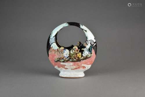 A Japanese Sumida Gawa moon vase