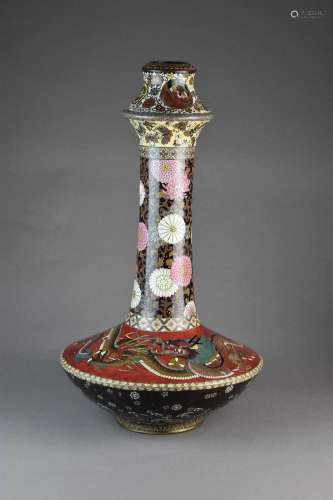 A large Japanese cloisonne vase decorated in the Chinese tas...