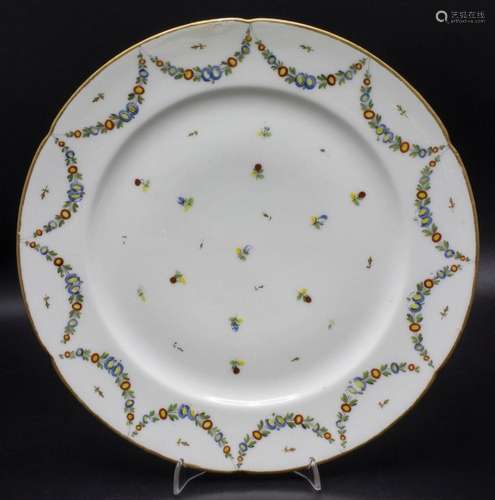 Teller mit Blumengirlande / A plate with a flower garland, w...