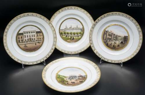 4 Ansichtenteller von Hamburg / 4 decorative plates with vie...