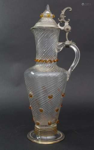 Weinkrug / A glass wine jug, deutsch, um 1870