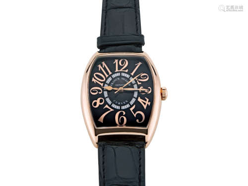 法蘭克穆勒 18K 玫瑰金自動皮帶腕錶 直徑：34 x 40 毫米