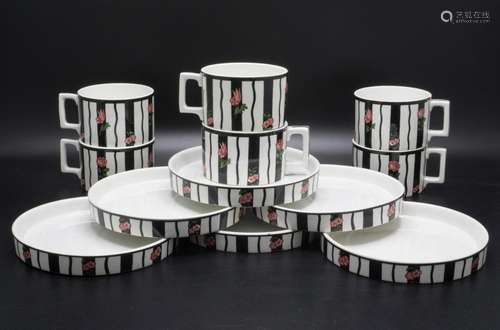 6 Tassen mit UT / 6 cups and saucers, Ludwig Hohlwein, Utzsc...