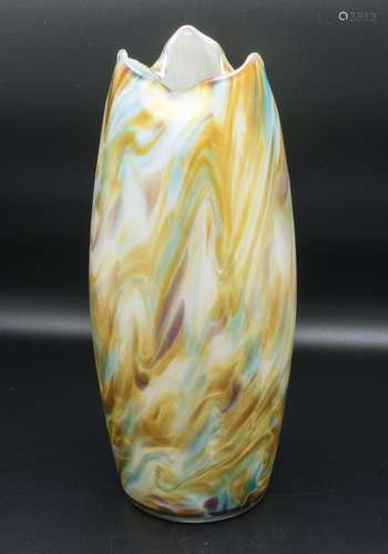 Jugendstil Vase aus marmoriertem Opalglas / An Art Nouveau m...