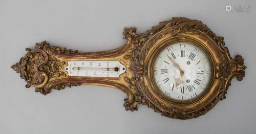 Louis-Seize Wanduhr mit Wetterthermometer / Louis XVI wall c...