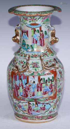 A 19th century Cantonese porcelain Famille Rose ovoid vase, ...