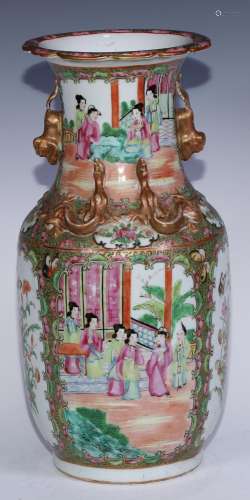 A 19th century Cantonese porcelain famille rose ovoid vase, ...
