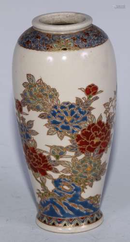 A Japanese Satsuma ovoid vase, painted in polychrome and gil...