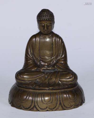Burmese School (19th century), a bronze, Buddha, seated in m...