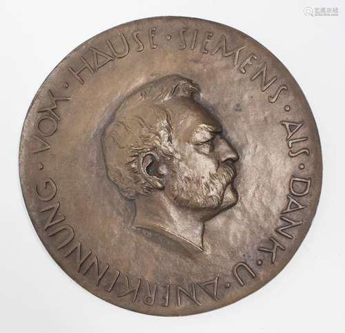 Bronzeplakette 'Siemens' / A bronze relief 'S...